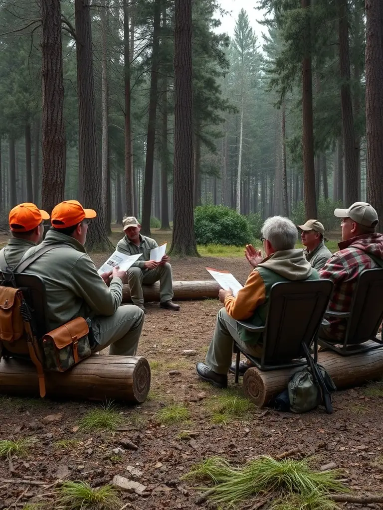 A photograph showing ACCA members leading a workshop on responsible hunting practices for local youth, demonstrating the association's commitment to education.